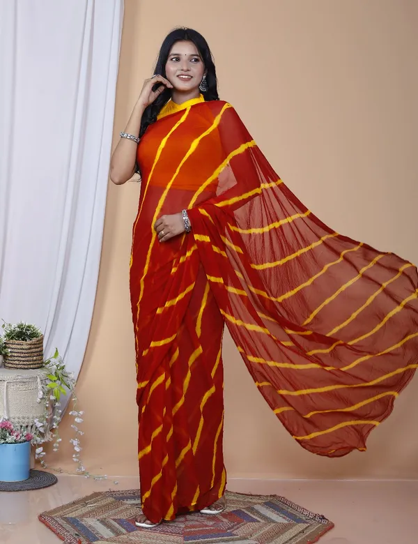 Red_Pure_Chiffon_Trendy_Leheriya_Chiffon_Sarees_For_Women