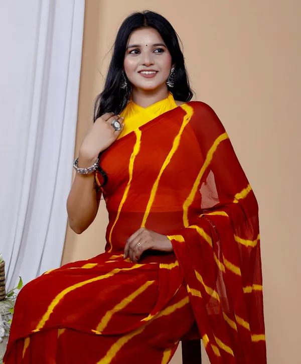Red_Pure_Chiffon_Trendy_Leheriya_Chiffon_Sarees_For_Women