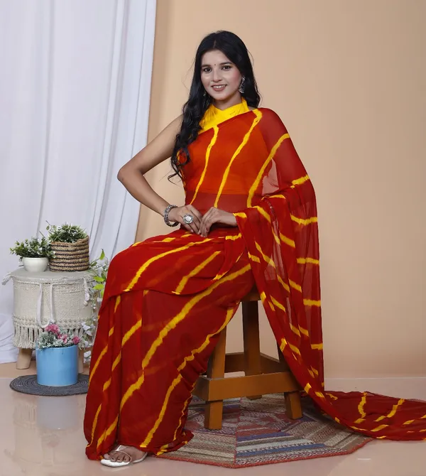 Red_Pure_Chiffon_Trendy_Leheriya_Chiffon_Sarees_For_Women