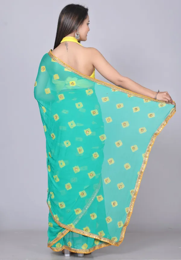 Green_Pure_Chiffon_Printed_Bandhani_Printed_Stone_Work_Sarees_For_Women