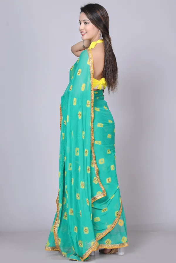 Green_Pure_Chiffon_Printed_Bandhani_Printed_Stone_Work_Sarees_For_Women