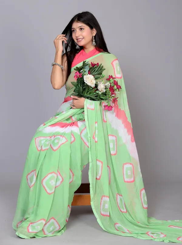 Pink_Pure_Chiffon_Printed_Saree_Bandhini_Printed_Sarees_For_Women