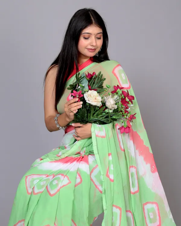 Pink_Pure_Chiffon_Printed_Saree_Bandhini_Printed_Sarees_For_Women