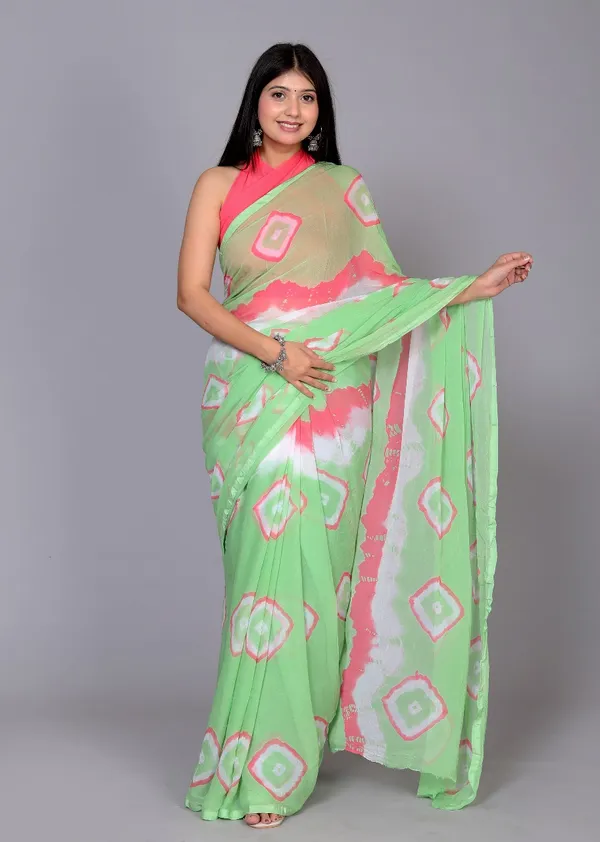 Pink_Pure_Chiffon_Printed_Saree_Bandhini_Printed_Sarees_For_Women