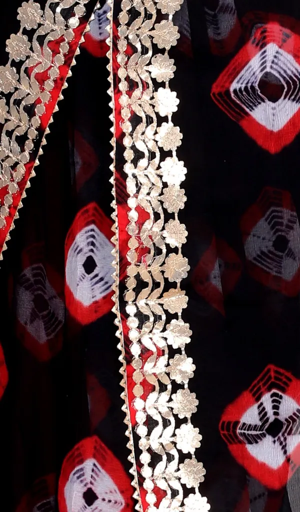 Black_Trendy_Printed_Chiffon_Bandhini_Gotta_Patti_Work_Sarees_For_Women