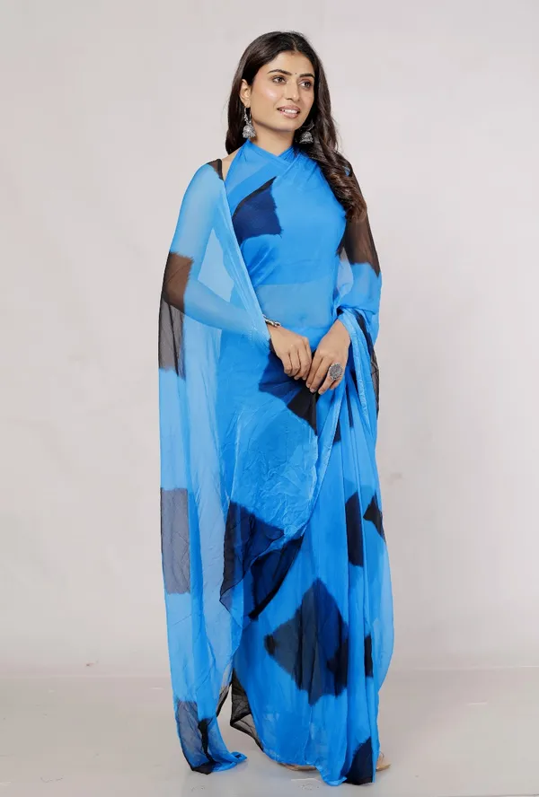 Blue_Pure_Chiffon_Printed_Checked_Printed_Sarees_For_Women