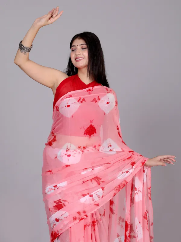 Pink_Pure_Chiffon_Trendy_Checked_Bandhani_Chiffon_Sarees_For_Women