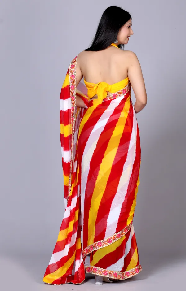 Yellow_Pure_Chiffon_Leheriya_Embroidered_Border_Sarees_For_Women