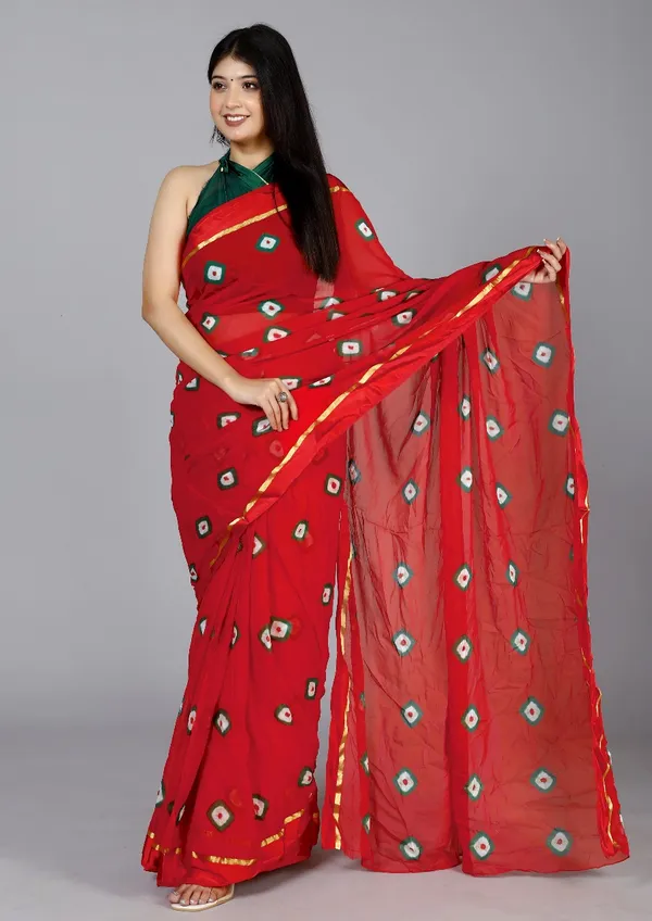 Red_Pure_Chiffon_Trendy_Bandhini_Chiffon_Sarees_For_Women