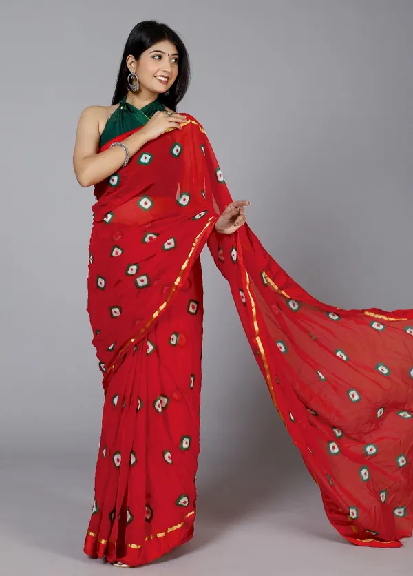 Red_Pure_Chiffon_Trendy_Bandhini_Chiffon_Sarees_For_Women