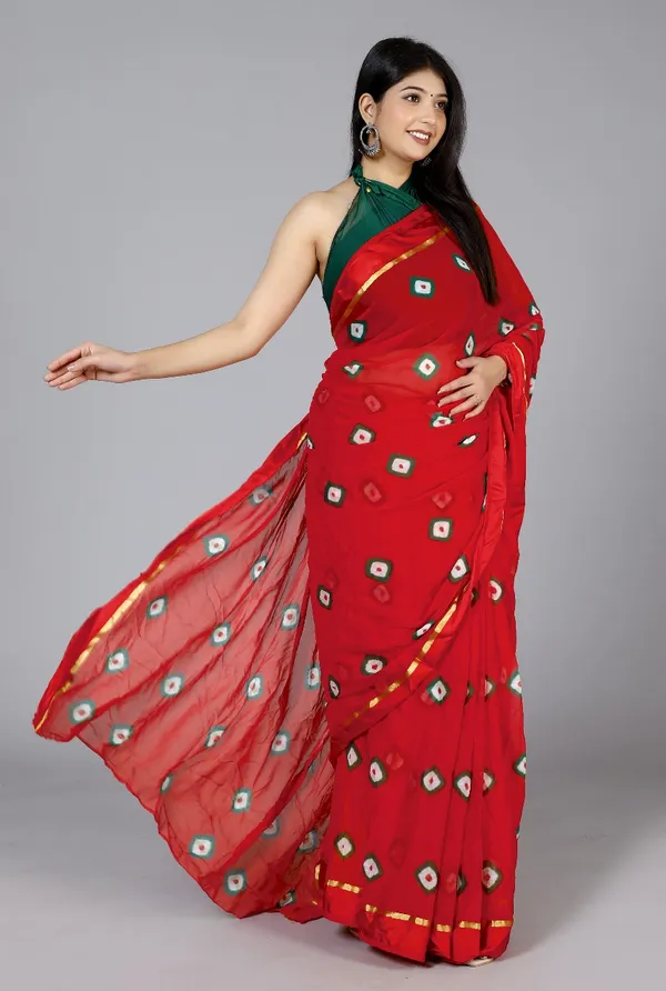 Red_Pure_Chiffon_Trendy_Bandhini_Chiffon_Sarees_For_Women
