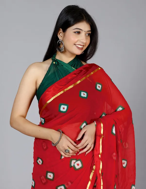 Red_Pure_Chiffon_Trendy_Bandhini_Chiffon_Sarees_For_Women