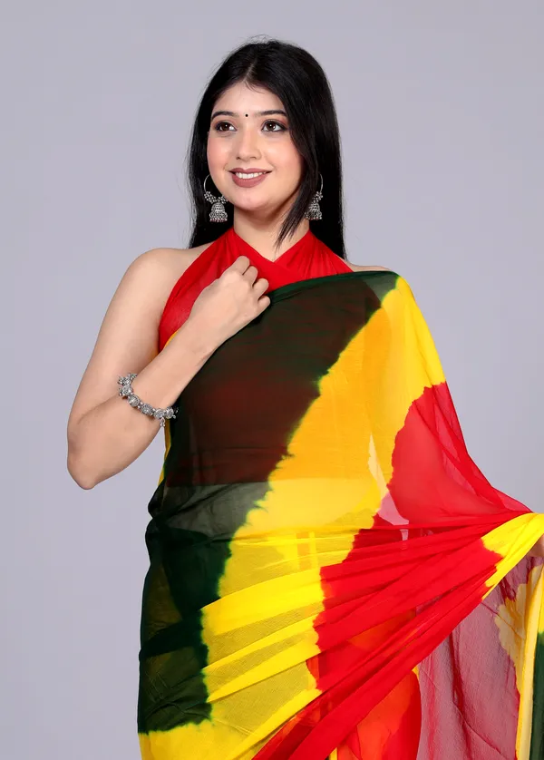 Red_Pure_Chiffon_Leheriya_Bollywood_Sarees_For_Women