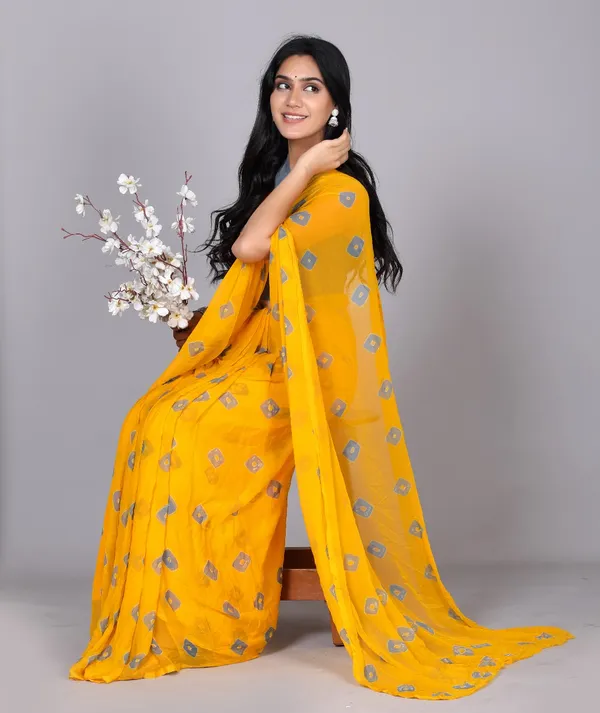 Grey_Trendy_Printed_Chiffon_Bandhini_Sarees_For_Women