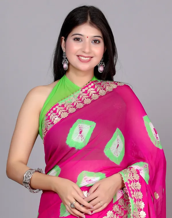 Pink_Trendy_Printed_Chiffon_Bandhini_Gotta_Patti_Work_Sarees_For_Women