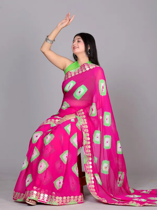 Pink_Trendy_Printed_Chiffon_Bandhini_Gotta_Patti_Work_Sarees_For_Women