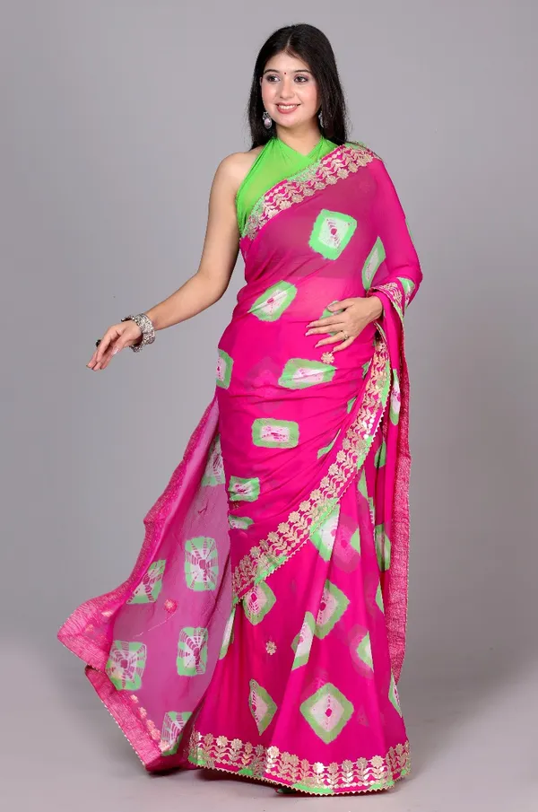 Pink_Trendy_Printed_Chiffon_Bandhini_Gotta_Patti_Work_Sarees_For_Women