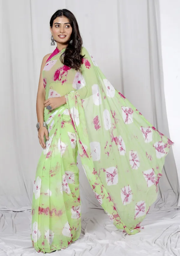 Green_Pure_Chiffon_Printed_Saree_Bandhini_Printed_Sarees_For_Women