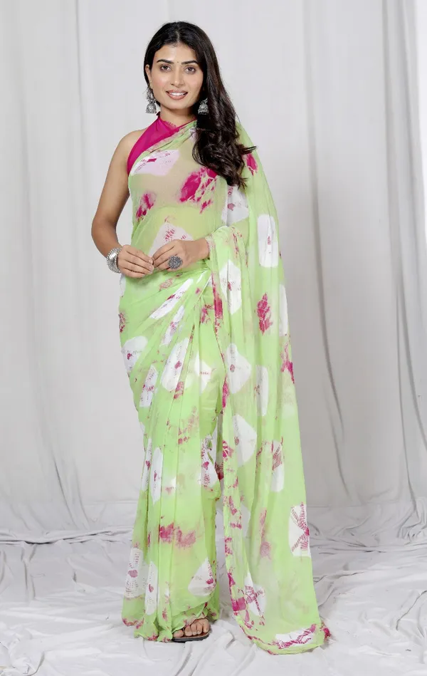 Green_Pure_Chiffon_Printed_Saree_Bandhini_Printed_Sarees_For_Women