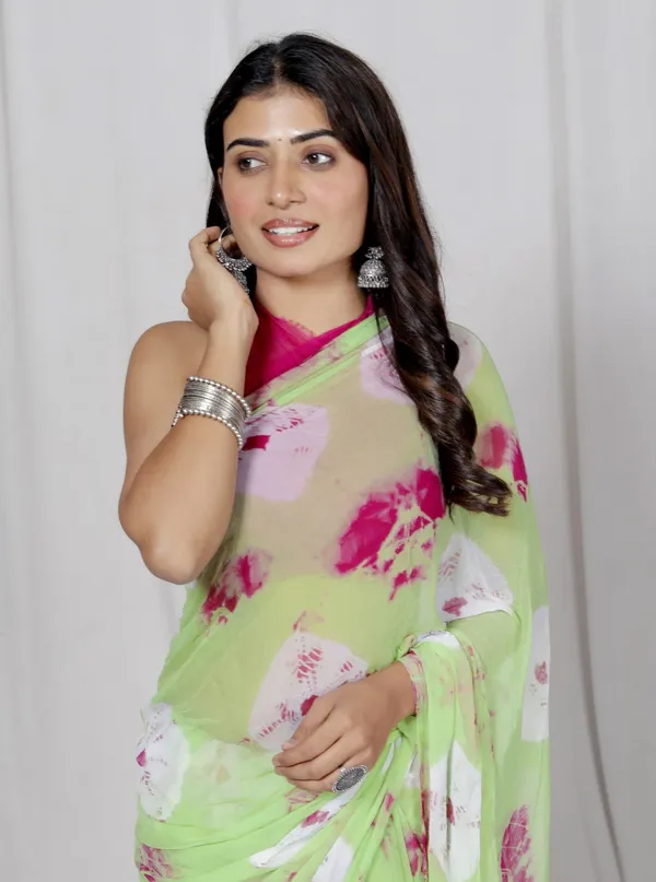 Green_Pure_Chiffon_Printed_Saree_Bandhini_Printed_Sarees_For_Women