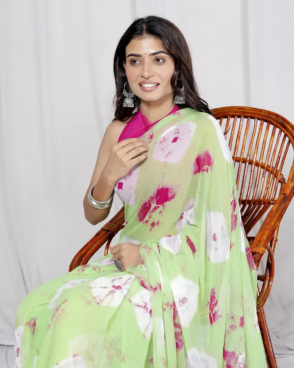 Green_Pure_Chiffon_Printed_Saree_Bandhini_Printed_Sarees_For_Women