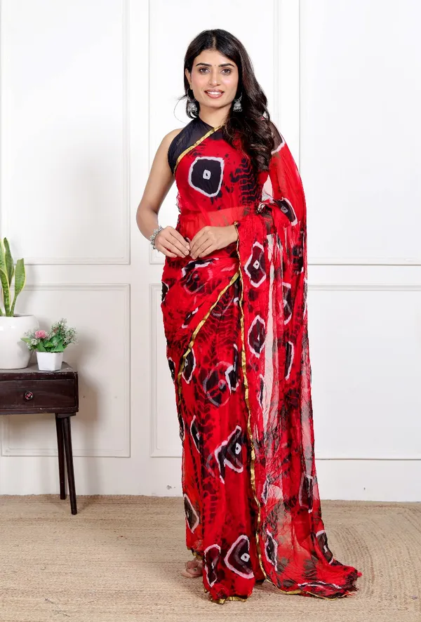 Red_Pure_Chiffon_Printed_Saree_Bandhini_Printed_Sarees_For_Women