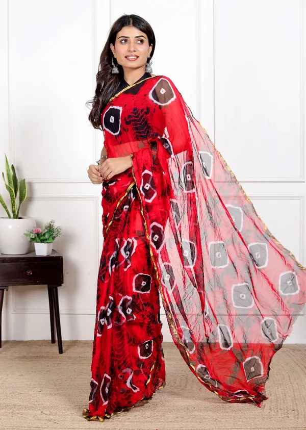 Red_Pure_Chiffon_Printed_Saree_Bandhini_Printed_Sarees_For_Women