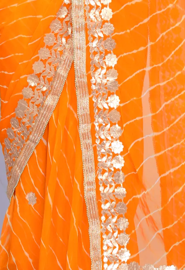 Yellow_Pure_Chiffon_Gotta_Patti_Work_Leheriya_Designer_Printed_Sarees_For_Women