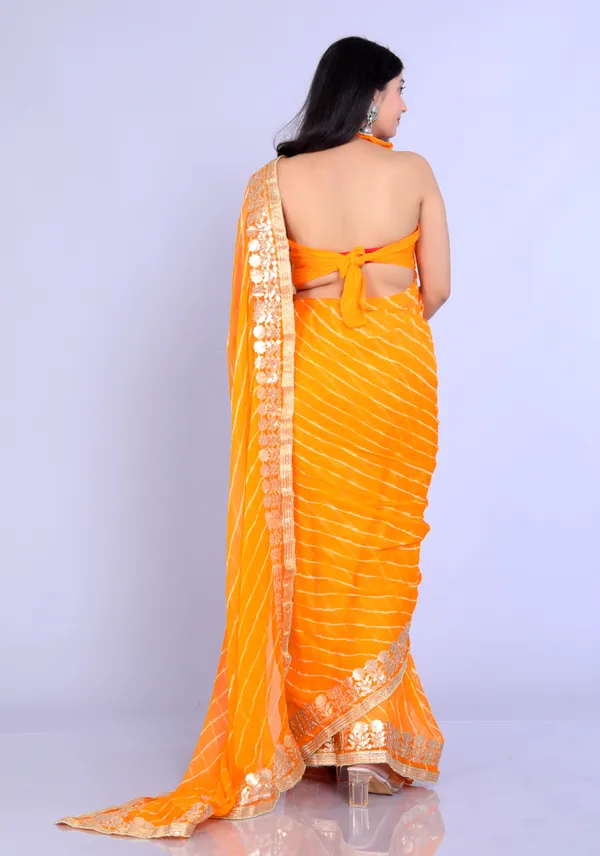 Yellow_Pure_Chiffon_Gotta_Patti_Work_Leheriya_Designer_Printed_Sarees_For_Women