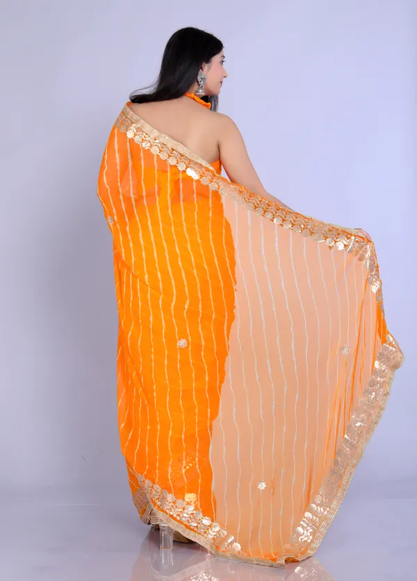 Yellow_Pure_Chiffon_Gotta_Patti_Work_Leheriya_Designer_Printed_Sarees_For_Women