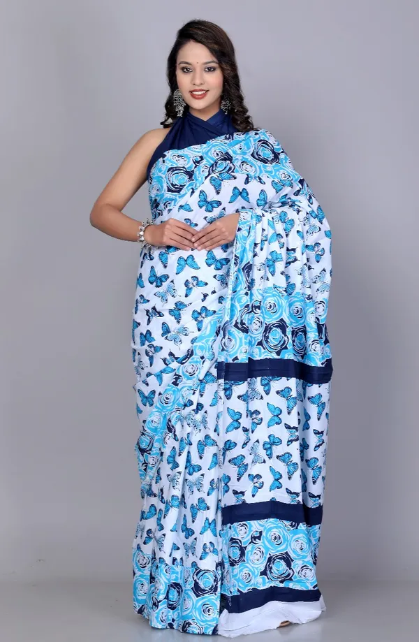 Blue_Pure_Cotton_Printed_Sarees_For_Women