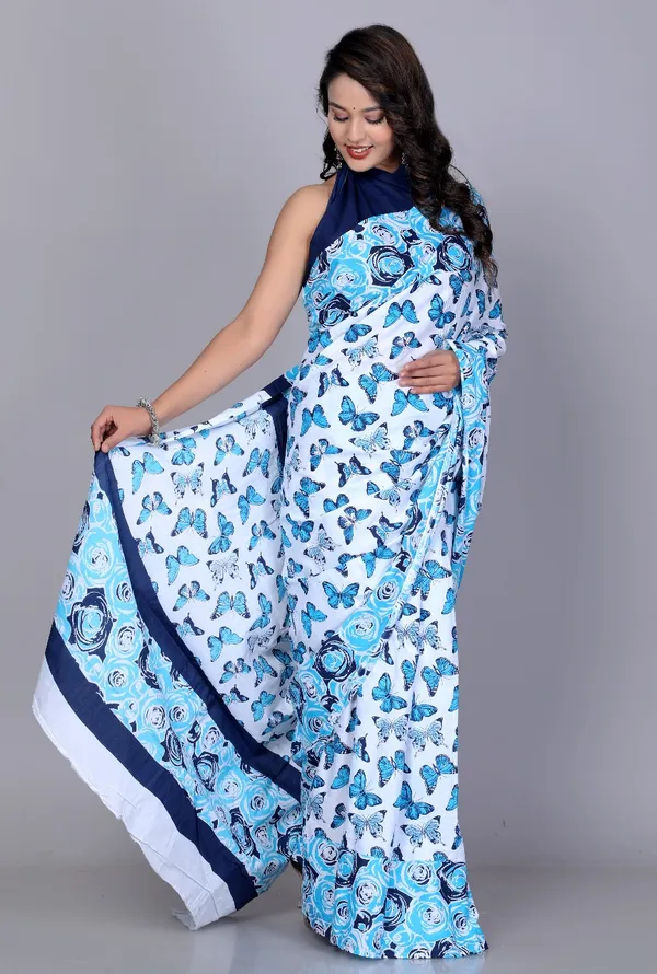 Blue_Pure_Cotton_Printed_Sarees_For_Women