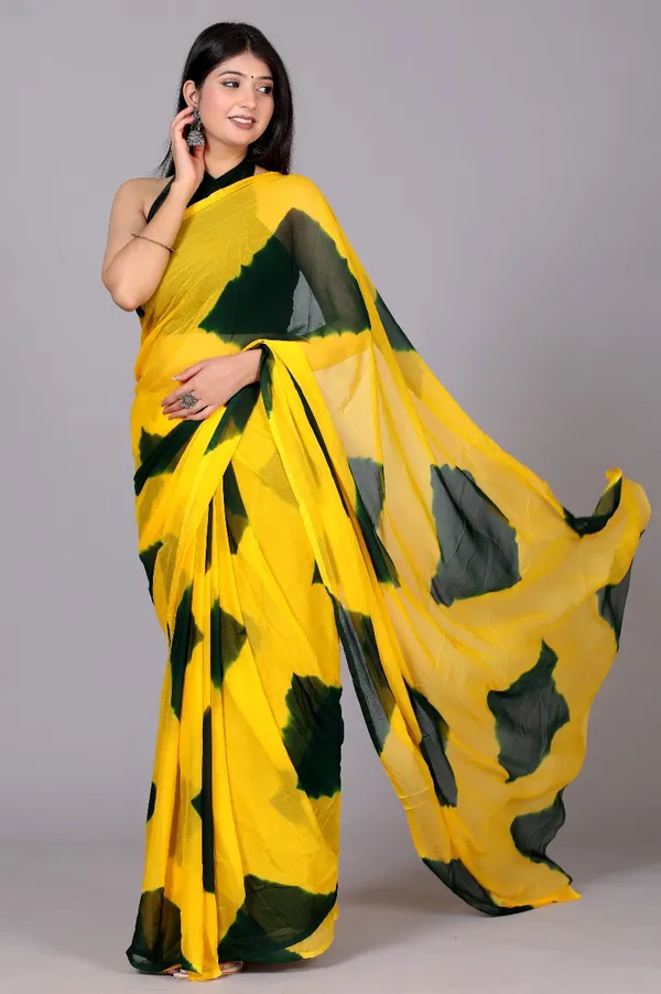Green_Pure_Chiffon_Trendy_Checked_Leheriya_Chiffon_Sarees_For_Women