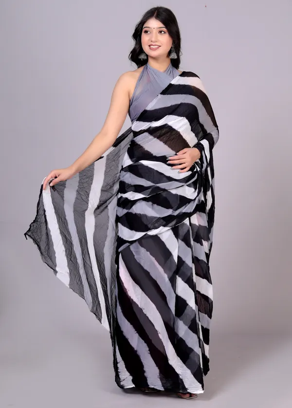 Grey_Jaipuri_Leheriya_Printed_Pure_Chiffon_Saree_For_Women