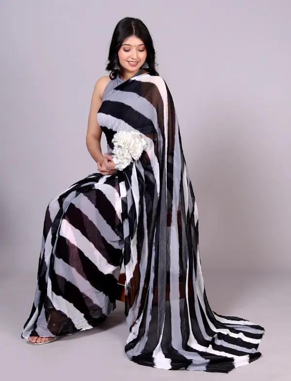Grey_Jaipuri_Leheriya_Printed_Pure_Chiffon_Saree_For_Women