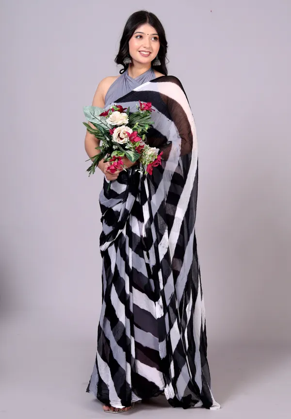 Grey_Jaipuri_Leheriya_Printed_Pure_Chiffon_Saree_For_Women