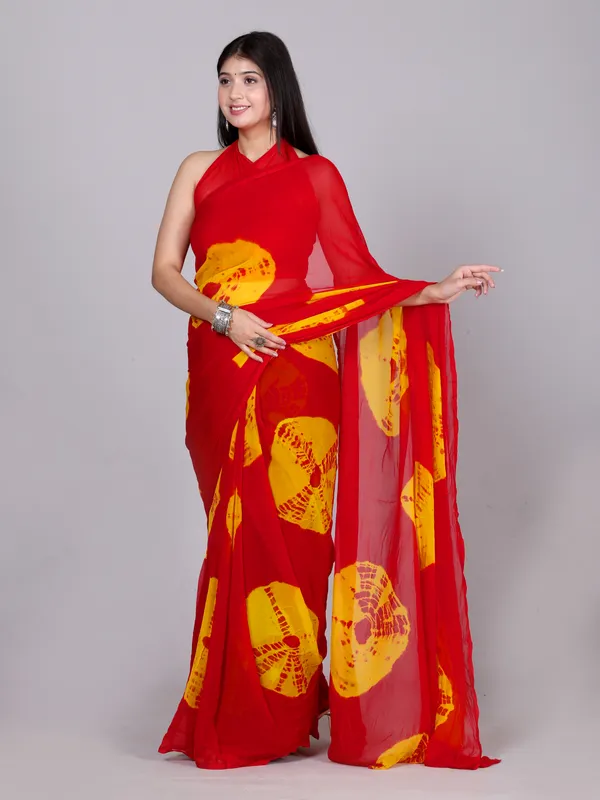 Red_Bandhani_Printed_Chiffon_Printed__Sarees_For_Women