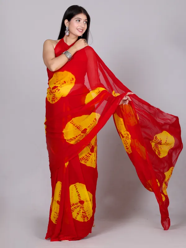 Red_Bandhani_Printed_Chiffon_Printed__Sarees_For_Women