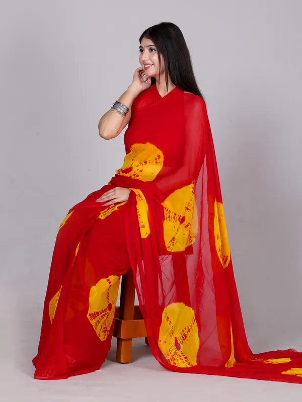 Red_Bandhani_Printed_Chiffon_Printed__Sarees_For_Women