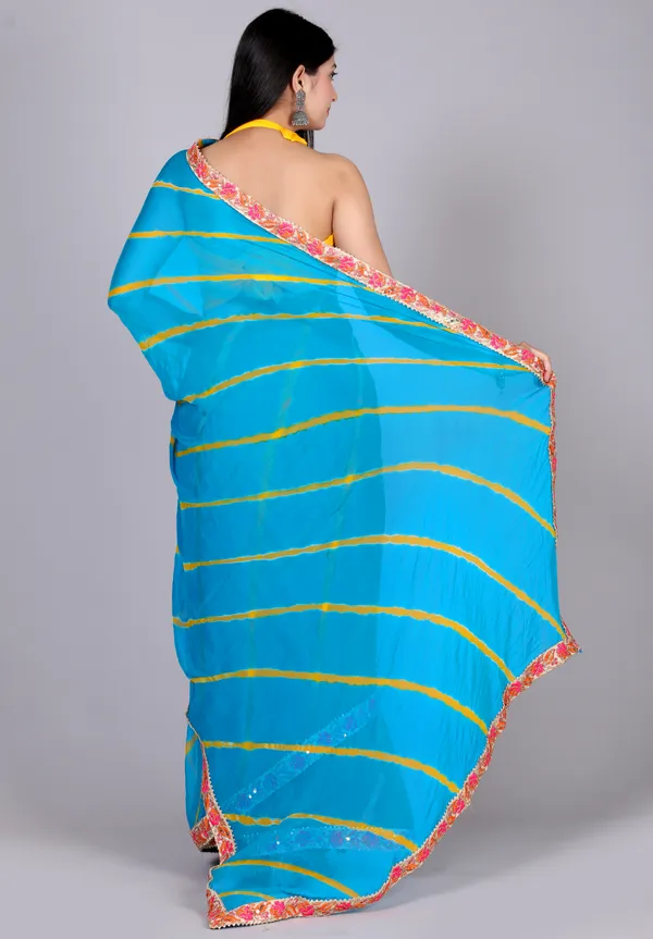 Sky_Blue_Pure_Chiffon_Leheriya_Embroidered_Border_Sarees_For_Women