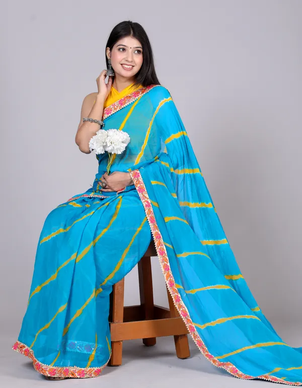 Sky_Blue_Pure_Chiffon_Leheriya_Embroidered_Border_Sarees_For_Women
