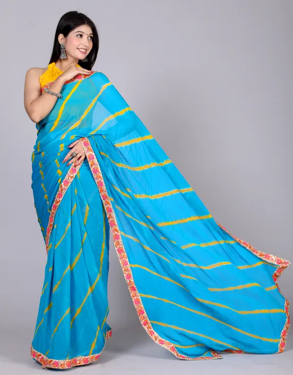 Sky_Blue_Pure_Chiffon_Leheriya_Embroidered_Border_Sarees_For_Women