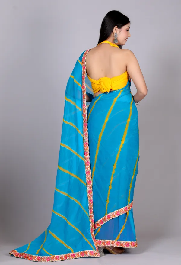 Sky_Blue_Pure_Chiffon_Leheriya_Embroidered_Border_Sarees_For_Women