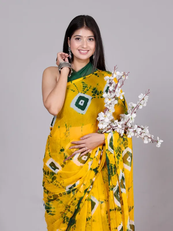 Gold_Bandhani_Printed_Chiffon_Printed_Sarees_For_Women