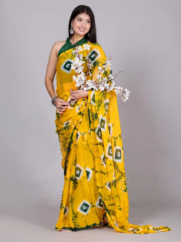 Gold_Bandhani_Printed_Chiffon_Printed_Sarees_For_Women