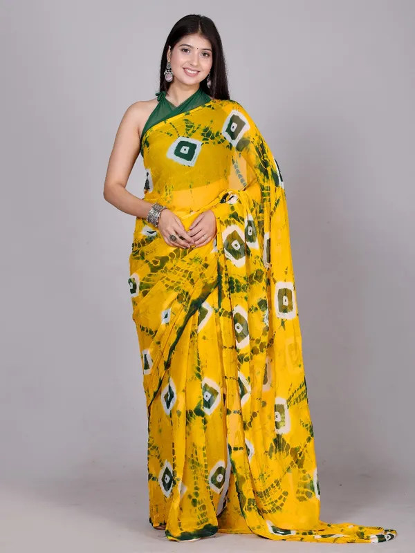 Gold_Bandhani_Printed_Chiffon_Printed_Sarees_For_Women