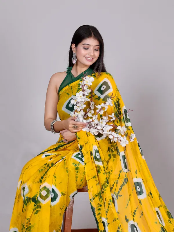 Gold_Bandhani_Printed_Chiffon_Printed_Sarees_For_Women