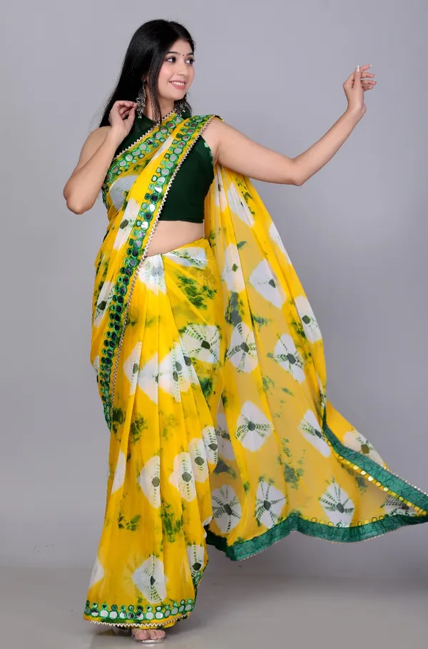 Gold_Pure_Chiffon_Printed_Mirror_Printed_Mirror_Work_Sarees_For_Women