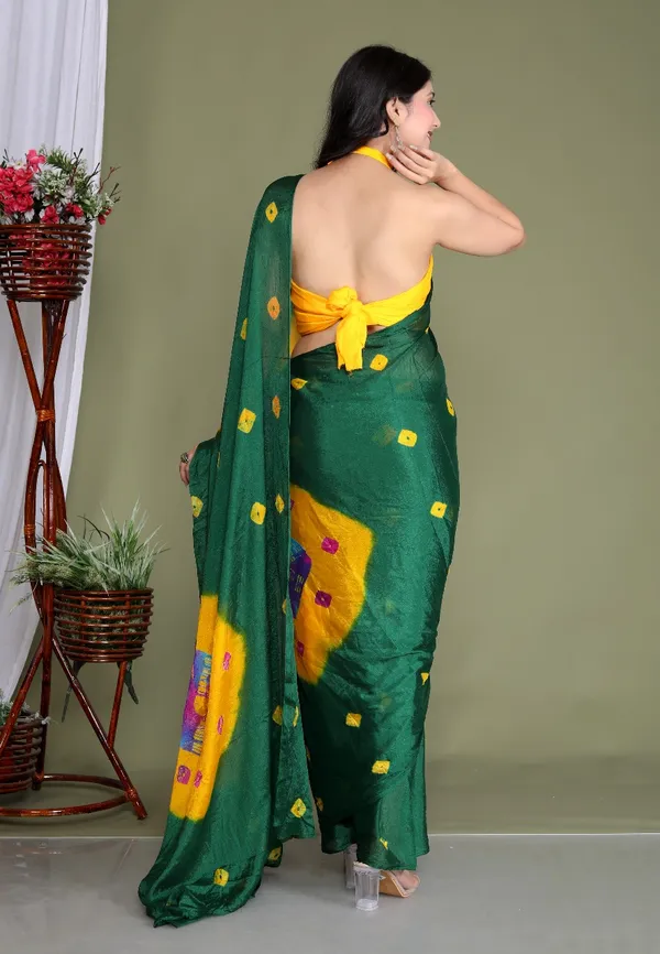 Green_Pure_Chinon_Silk_Trendy_Bandhini_Chiffon_Sarees_For_Women