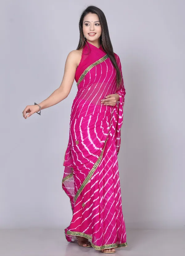 Pink_Pure_Chiffon_Printed_Leheriya_Printed_Stone_Work_Sarees_For_Women